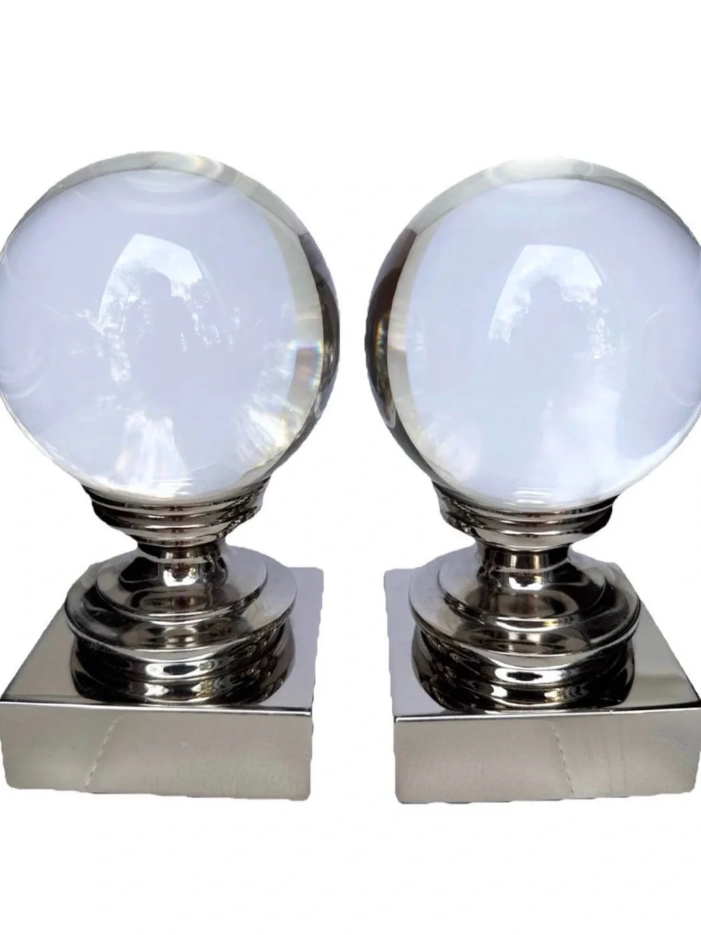 Restoration Hardware: Rare Vintage Crystal Ball Bookends (Pair)